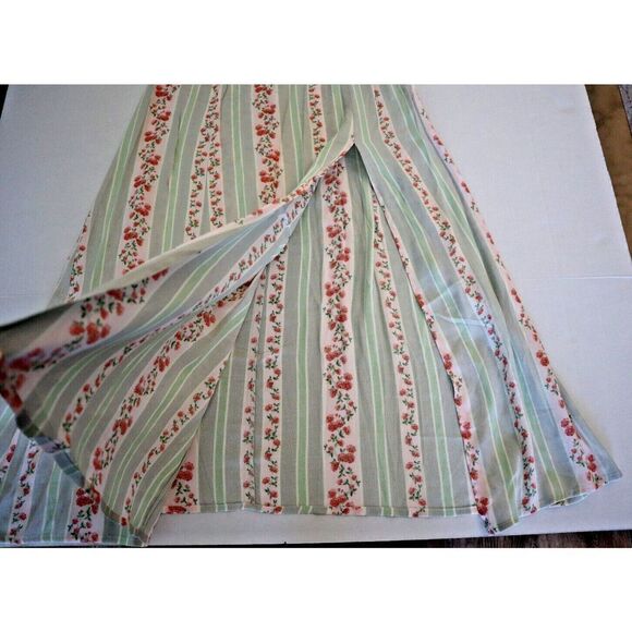 WeWoreWhat Women Sz 2 Green Victorian Floral Stripe Puff Sleeve Midi Dress - Picture 8 of 10